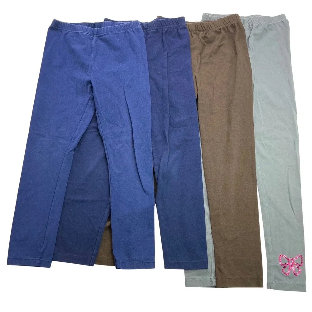 Carters Multi Leggings Bundle Kids Size 6 6X Navy Brown Grey Sequin Bow 4 Pack